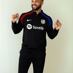 Nike Black Jacket with Red and Blue Accents